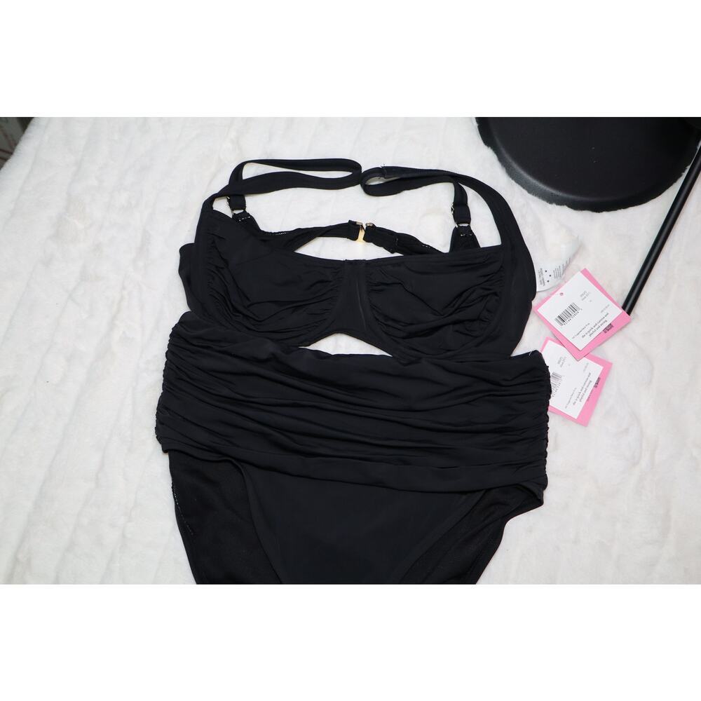 Kate Spade Women's Ruched High-waist Bikini Bottoms In Black - Picture 3 of 6